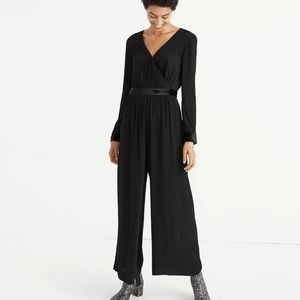 Madewell Long-Sleeve Black Tie Jumpsuit w/ Velvet